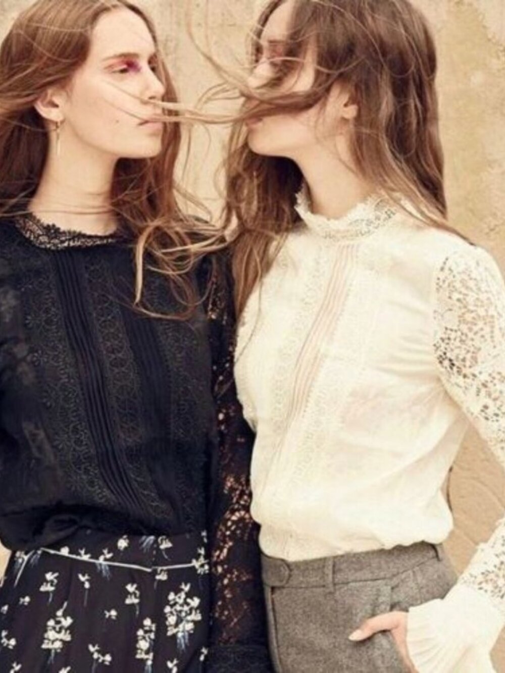 Erdem X H&M Black Silk Floral Lace Victorian Top Blouse Shirt